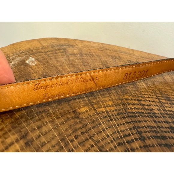 Hartnell VTG womens Pewter Alligator buckle Grain Calfskin thin leather belt M - Picture 7 of 12